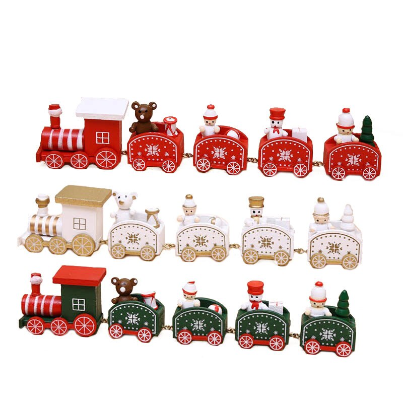 Cute Christmas Wood Small Train Toy Festival Home Decoration Christmas Innovative for Kids Children Navidad 2021Childrens