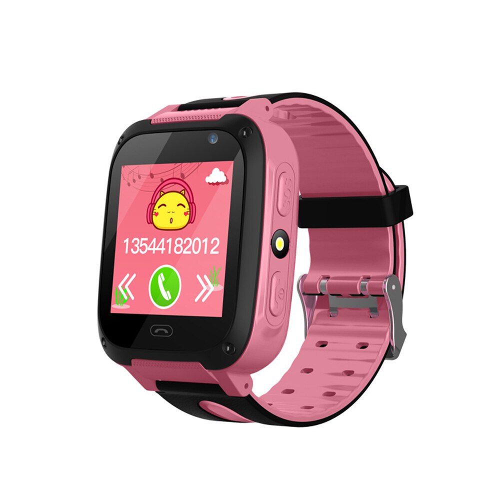Reloj inteligente para niños S4, Monitor inteligente resistente al agua para niños, cámara de posicionamiento SOS para teléfonos Android IOS, localizador de: Pink