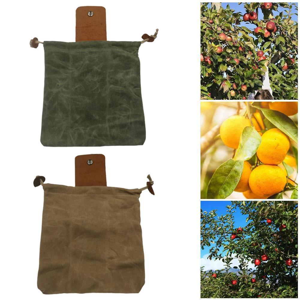 Leather and Canvas Bushcraft Bag Garden Fruit Picking Bag Outdoor Camping Storage Bag Waist Hanging Tool Bag