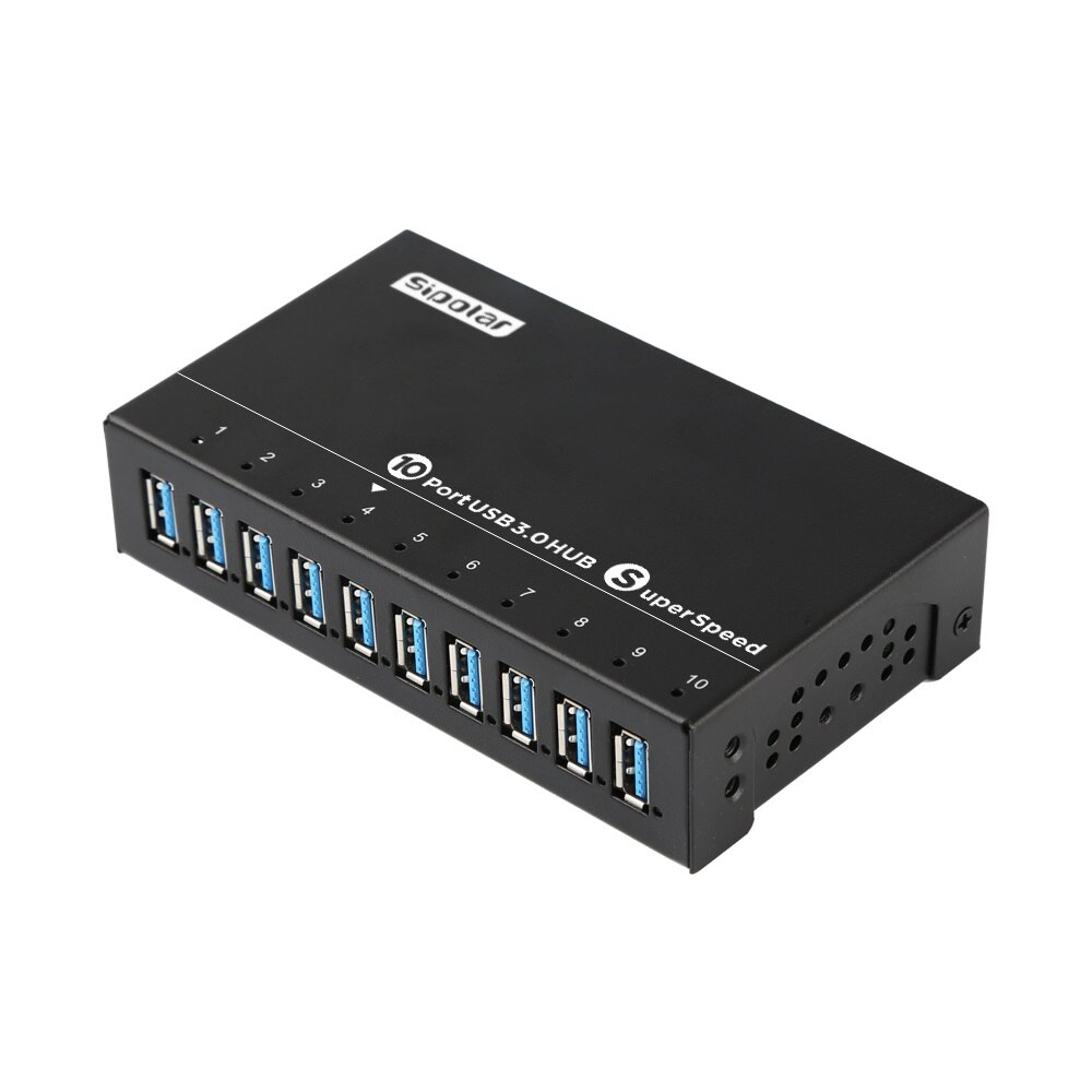 Sipolar Industrial 10 Port USB 3.0 Data And Charger Mountable Rugged USB Hub with Wall Mountable For assembly Lines Server Rack