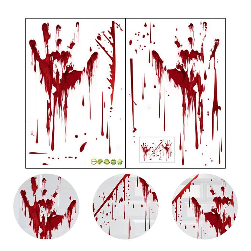 2 stk halloween wallstickers skræmmende klistermærke glaspasta dekor blodpalmepasta til hjemmebar