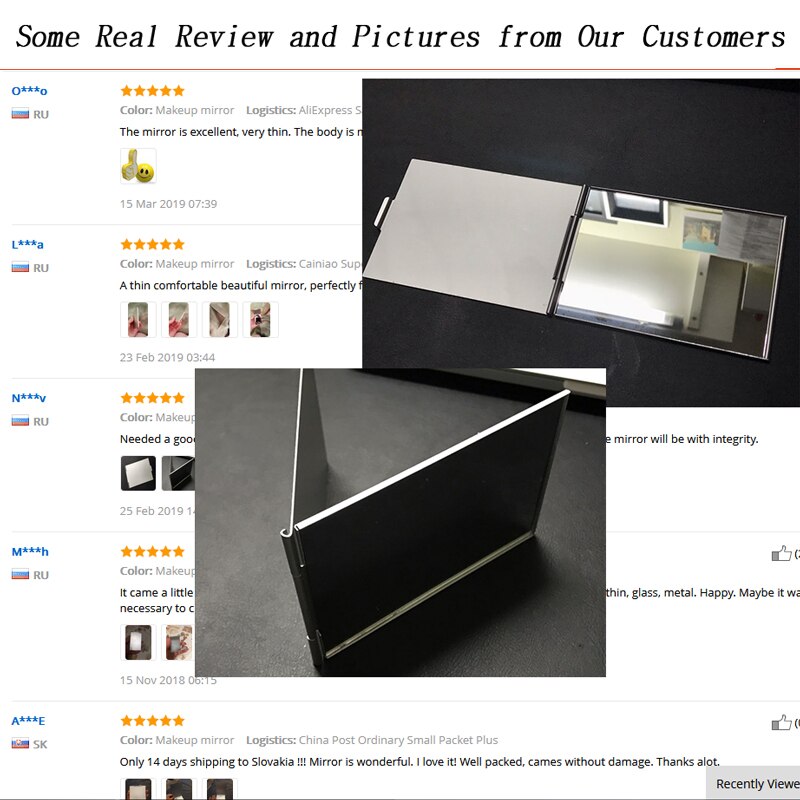 Ultra-thin Makeup Mirror Vanity Mirror Cosmetic 5 Sizes Make Up Pocket Silver Rectangle Foldable Compact Makeup Folding Mirrors