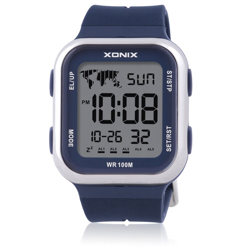 Mannen Sport Digitale Horloges Led Licht Plein Dial Waterdicht 100M Zwemmen Outdoor Horloge: blue