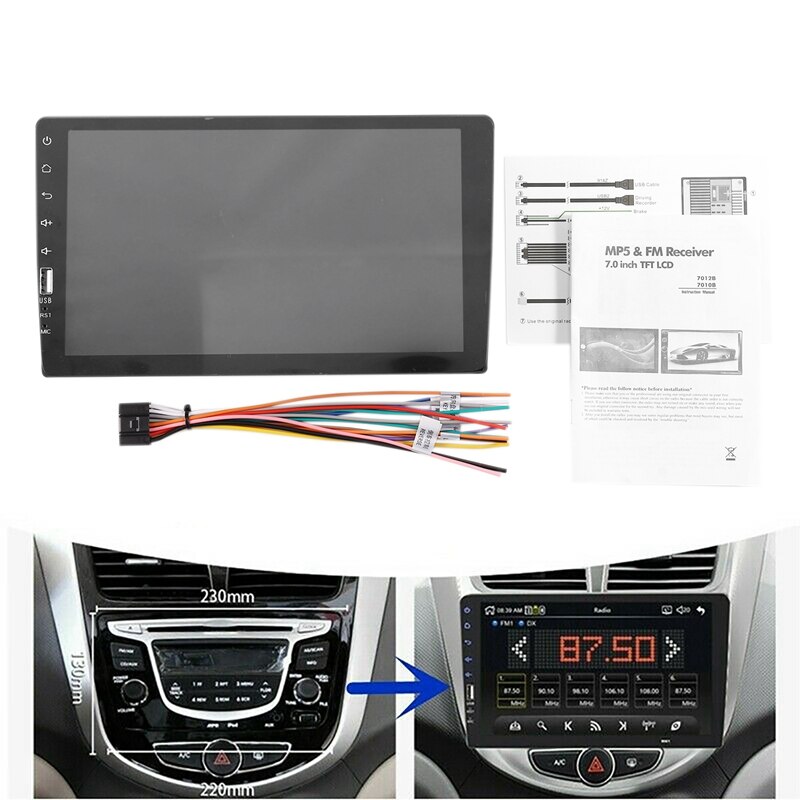 9 pollici 1din auto MP5 Lettore 12V auto Radio 1024X400 HD tocco-schermo Digitale FM Radio Bluetooth USB AUX Specchio collegamento
