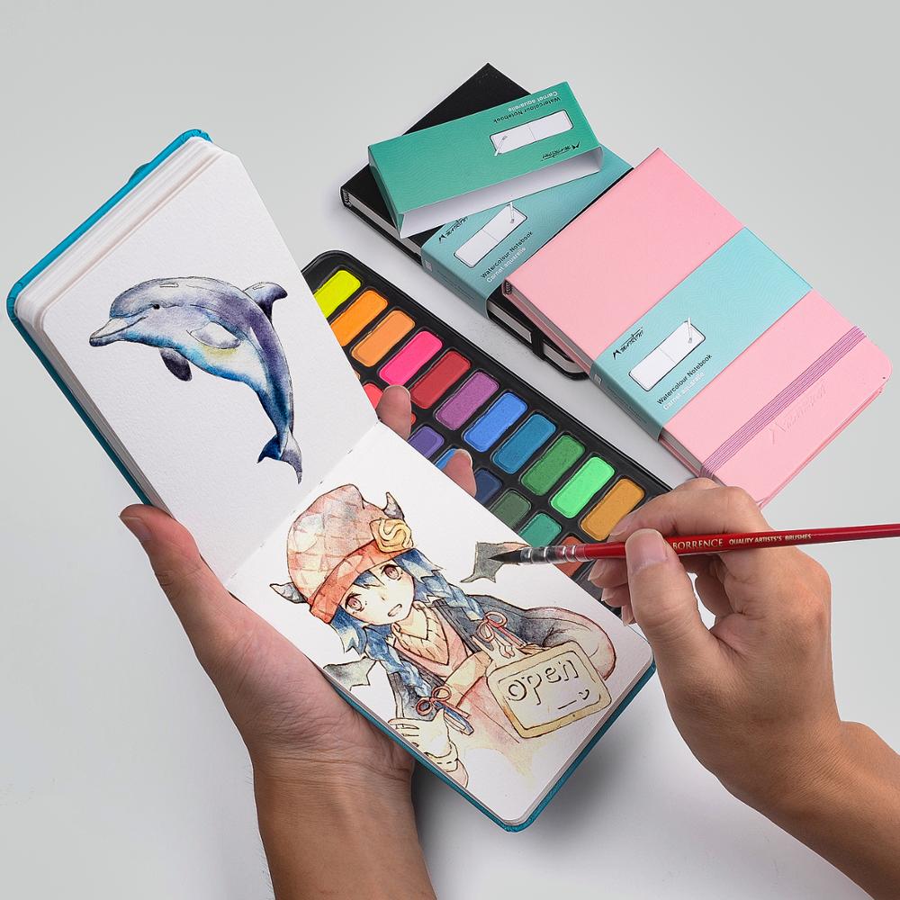 Przenośny śliczny notatnik w skórzanej oprawie podręcznik w twardej oprawie szkicownik w kolorze wody 300g bawełniana papierowa podkładka robić malowania akwarelowego