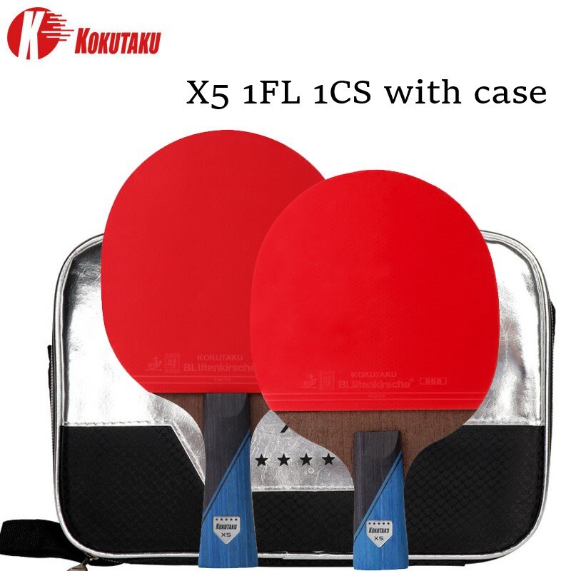 Raqueta de tenis de mesa con certificación ITTF, 2 uds, KOKUTAKU X4 X5 X6, raqueta de Ping Pong, pala de carbono, espinillas de goma: X5 1FL 1CS
