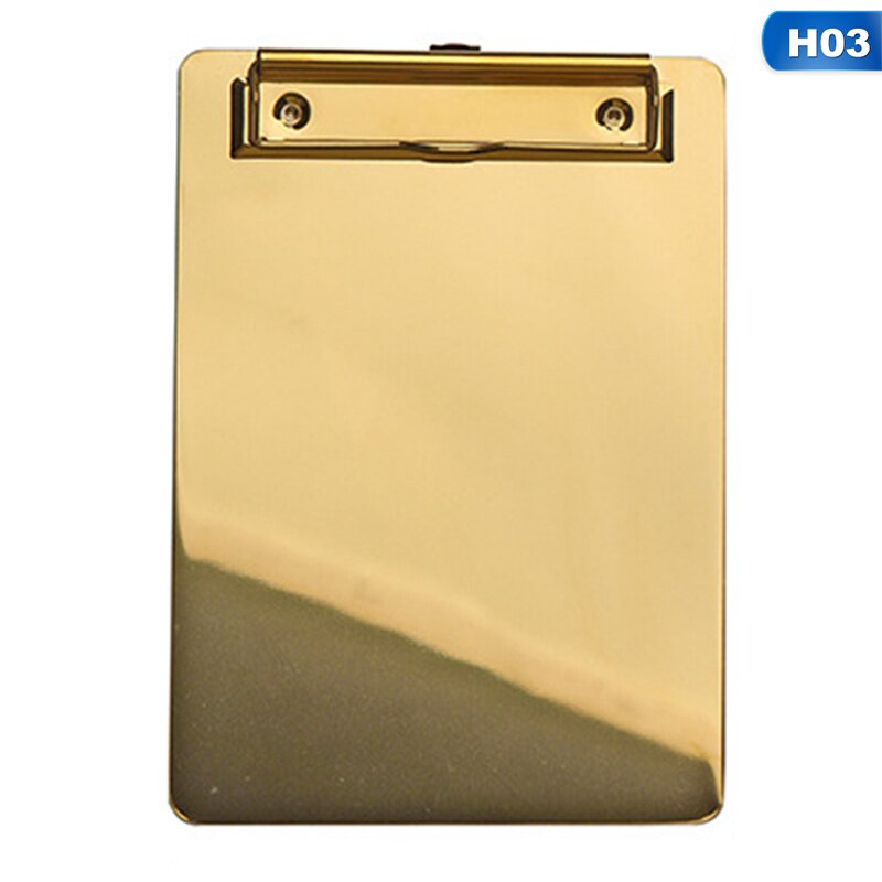 Golden Clipboard Tablet Metal Paper Storage Clips File Bill Docs Organizer Nordic Home Office Stainless Steel Table Decoration: 15x10.5cm