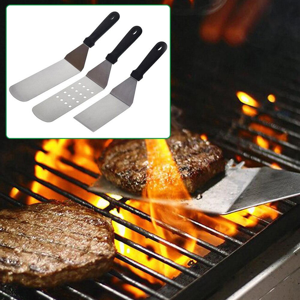 Roestvrij Staal Plastic Handvat Koken Spatel Keuken Kookgerei Barbecue Tool Voor Japanse Koken Spatel, Gegrilde Steak