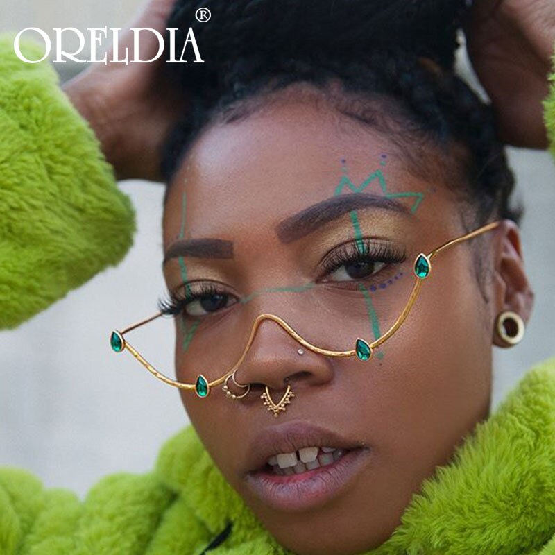 Rhinestone Glasses Frame Alloy Diamond Sunglasses Half Frame Glasses Women Luxury Crystal Water Decoration