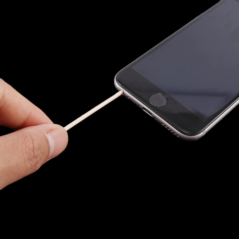 100 stks/pak Mobiele Telefoon Charge Port Jack Koptelefoon Gat Dust Removal Cleaning Tools Wegwerp Wattenstaafje Sticks