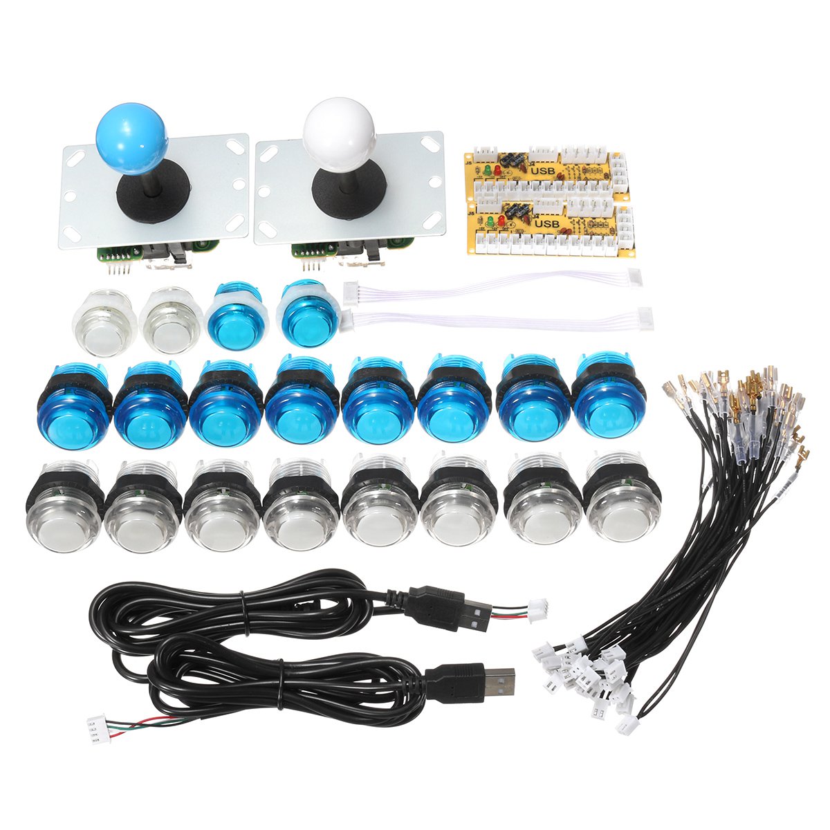 Zero Ritardo Joystick Arcade Kit FAI DA TE LED Premere il Pulsante + Joystick + USB Encoder + Cablaggio + USB Controller Per arcade Mame Arcade Gioco