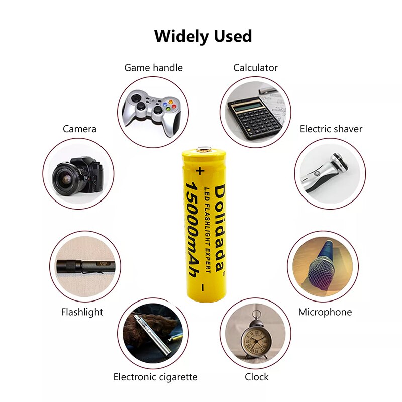 3.7V 15000 mAh 18650 lithium ion batteries Rechargeable battery For LED flashlight/Electronics
