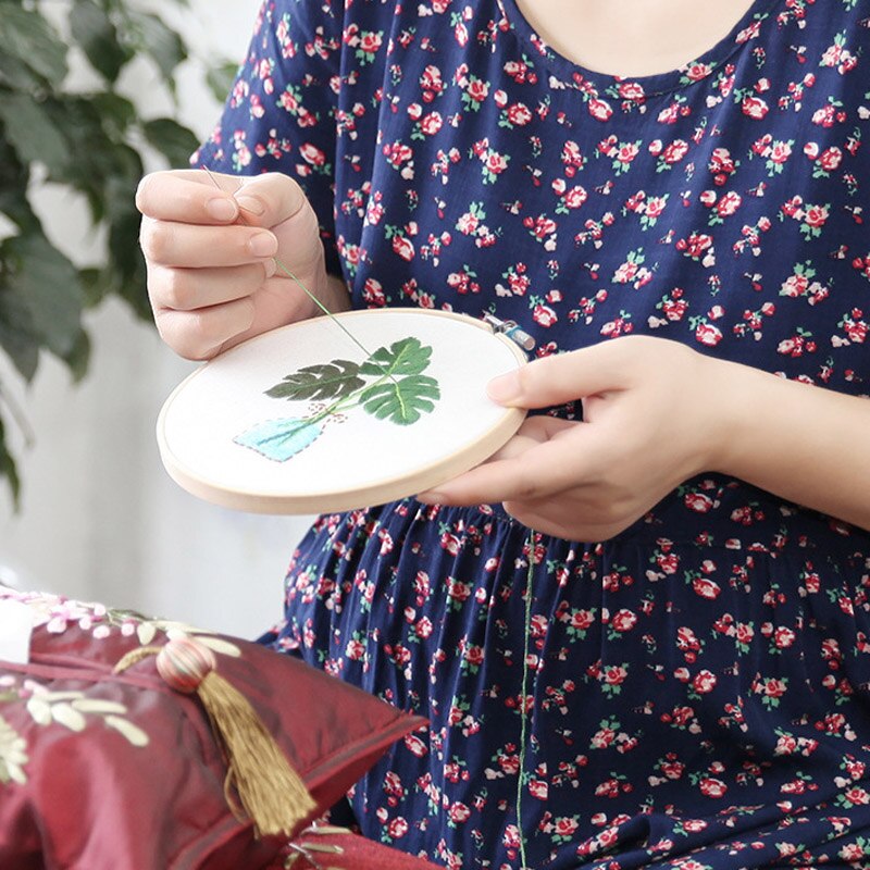 Myfelicity 6 sets borduurpakketten, bloemen- en graspatronen, eenvoudig en gemakkelijk te borduren, geschikt voor beginners