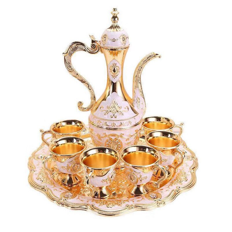 Ensemble de bouteilles de vin style palais rétro européen, 1 ensemble, fournitures de maison, de mariage, de , ensemble de flacons de hanche en métal, ornements, de noël