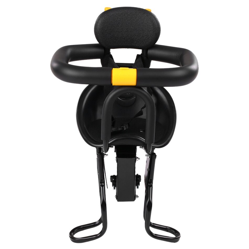 Safety Child Bicycle Seat Bike Front Baby Seat Kids Saddle with Foot Pedals Support Back Rest for MTB Road Bike Children: Black Hard Backrest