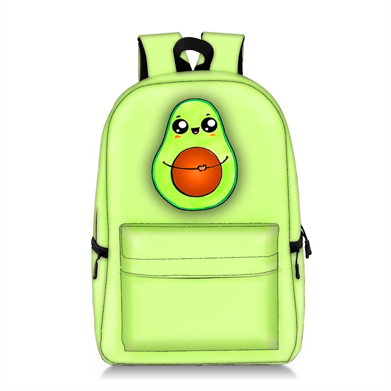 Cartoon Fruits Print Women Backpack Large Capacity Students Travel School Bagpack Avocado Mochila Feminina: qyhshuiguo017x