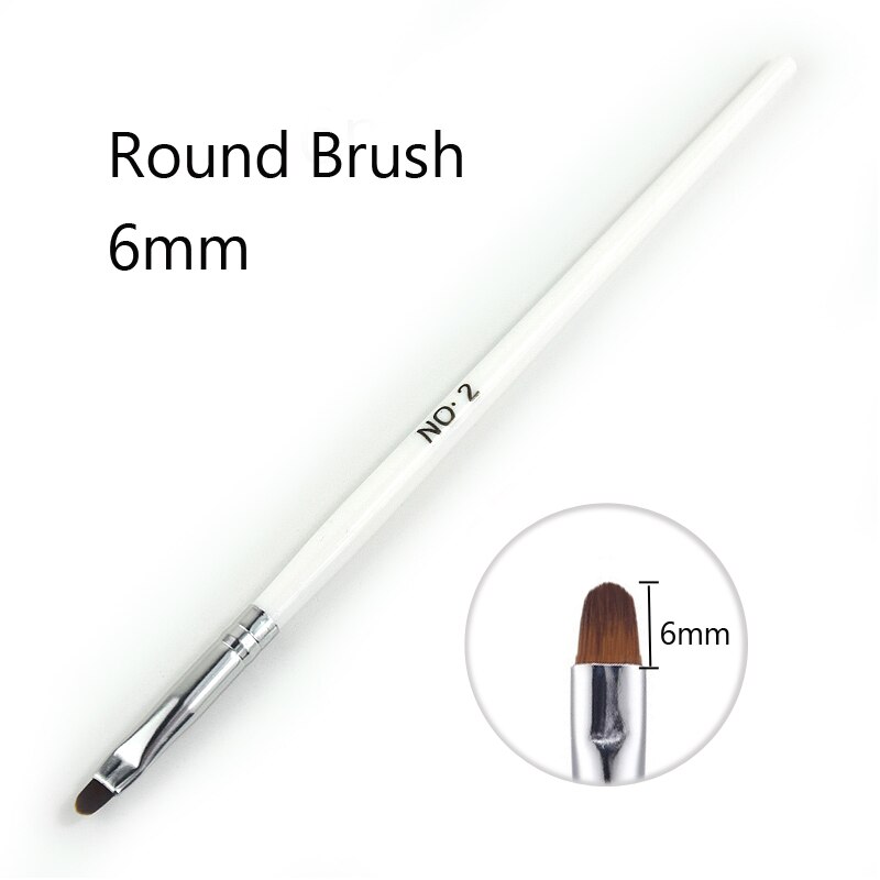 Cepillo plano para limpieza de cutículas, acrílico, herramientas para uñas, 1 unidad: round brush 6mm