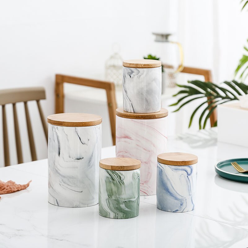 Ceramic Fresh-keeping Sealed Jar Bean Sugar Tea Coffee Storage Container Household Food Storage Box Kitchen Organization Tools