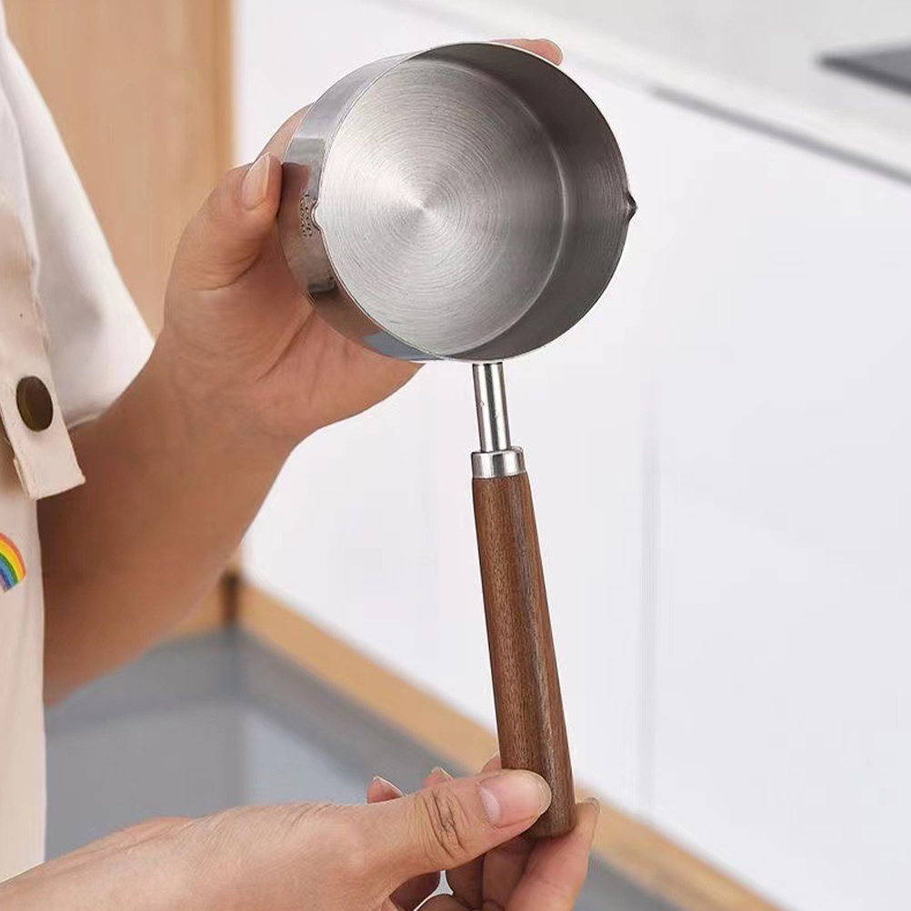 Sartenes pequeñas de acero inoxidable para bebé, utensilios de cocina, cuchara, cucharón, jarra de espuma, Mini salsa, 304: Default Title