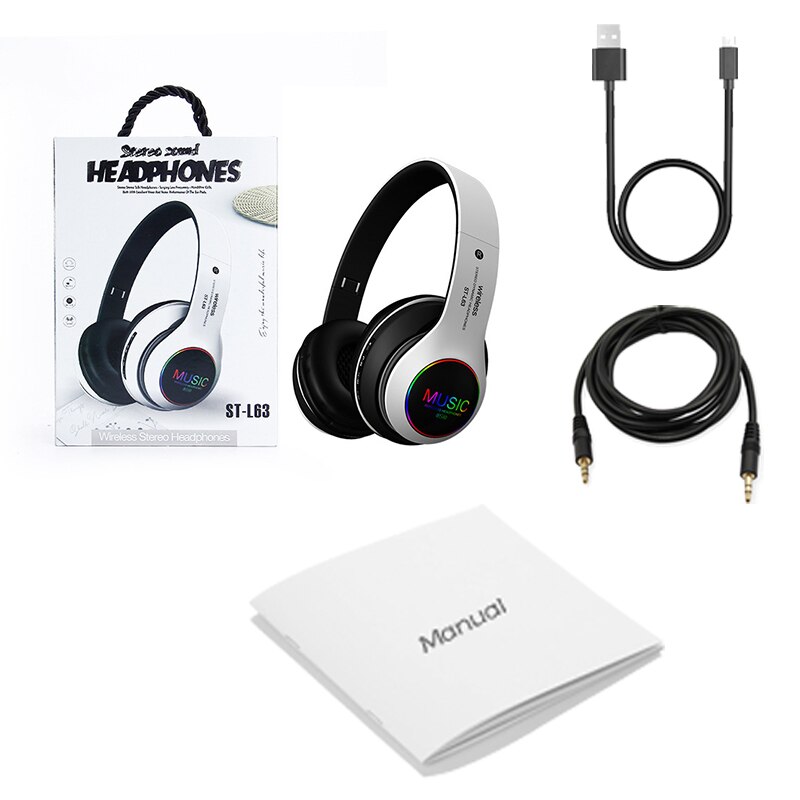 LED Colorful Wireless Bluetooth Headphones Headset Foldable Stereo Bass Sound Adjustable Earphones with Mic for PC All Phone: 02