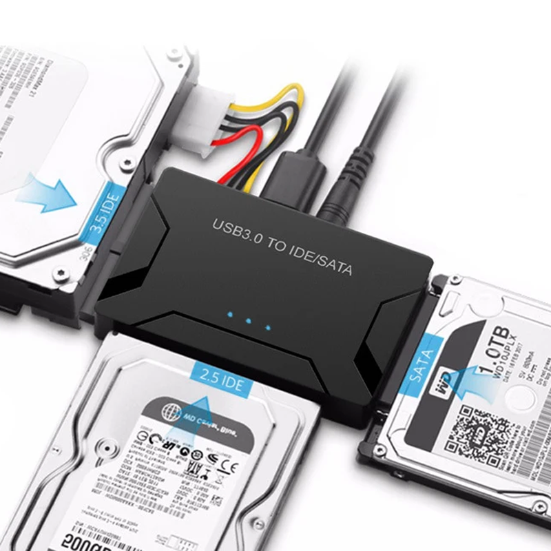 USB 3.0 to SATA/IDE Adapter IDE Hard Drive Adapter for Universal 2.5"/3.5" Inch IDE and SATA External HDD/SSD Support 6TB