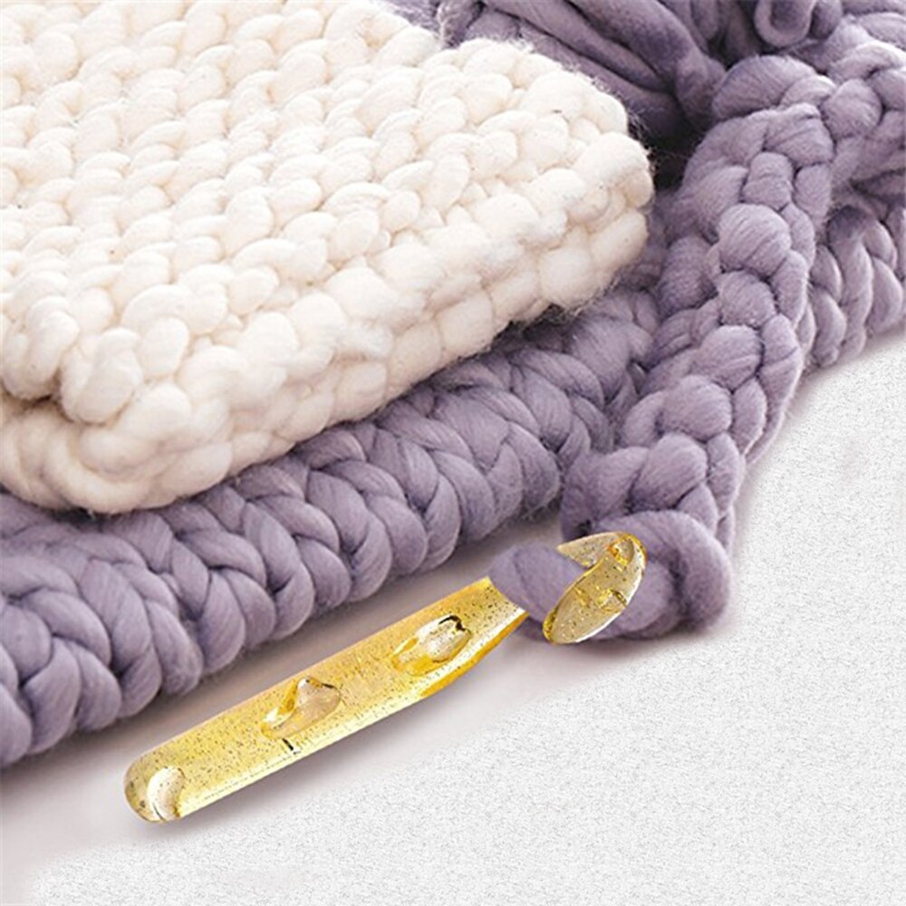 Large Size Crochet Hook Transparent Gold Bold Plastic Crystal Crochet ABS Craft Crochet Hooks Knitting Needles DIY Tools