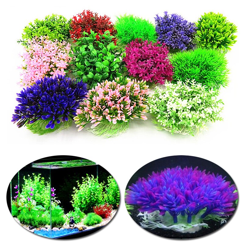 12 Kinds Artificial Aquarium Decor Plants Water Weeds Ornament Aquatic Plant Fish Tank Grass Decoration Accessories 12*6cm