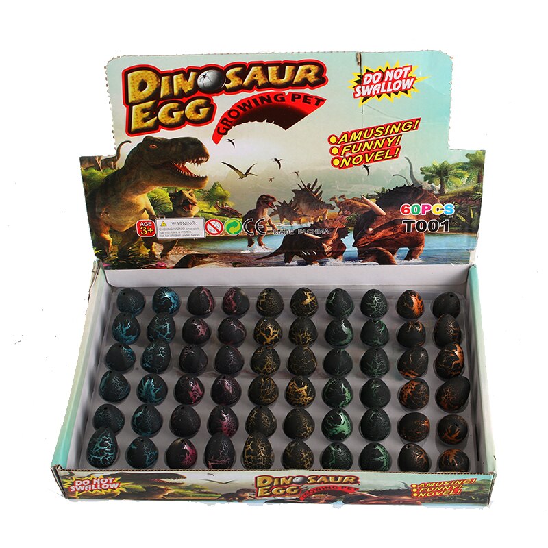 10 pz/lotto Della Novità Sveglia Magia Cova Crescente Animale Uova di Dinosauro bavaglio Giocattoli Giocattoli per I Bambini bambino Bambini Giocattoli Educativi Regali: nero  60pezzi  scatola