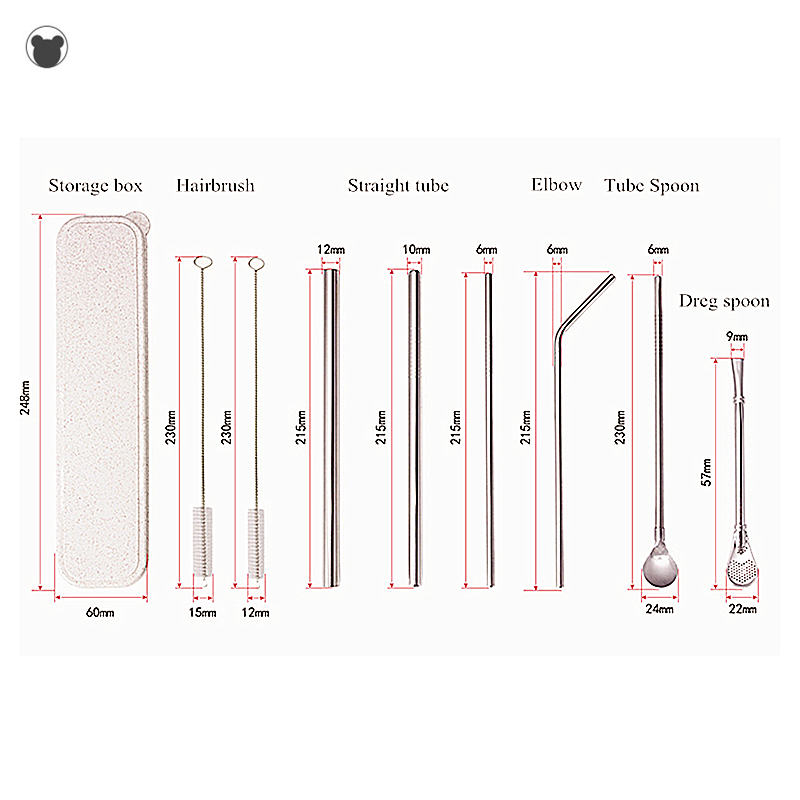 metal straw stainless yerba mate metal straws reusable straw bag eco friendly stainless steel straw for beer Tapioca Pearls tube