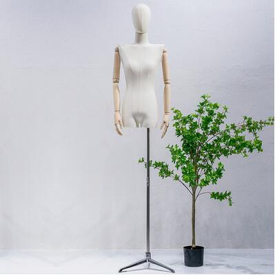 Mannequin à bras en bois de pour femmes, couleur pleine, corps en métal, épaule de poitrine plate pour mariage, support réglable D402: 3