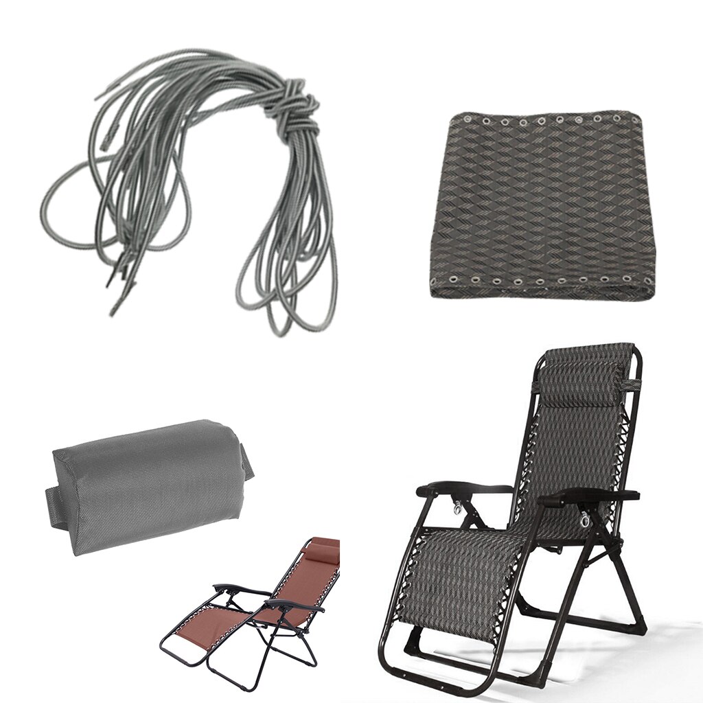 Stol udskiftning kit rhombus lounge stol stof klud nakkestøtte pude og snørebånd til haven foldestole