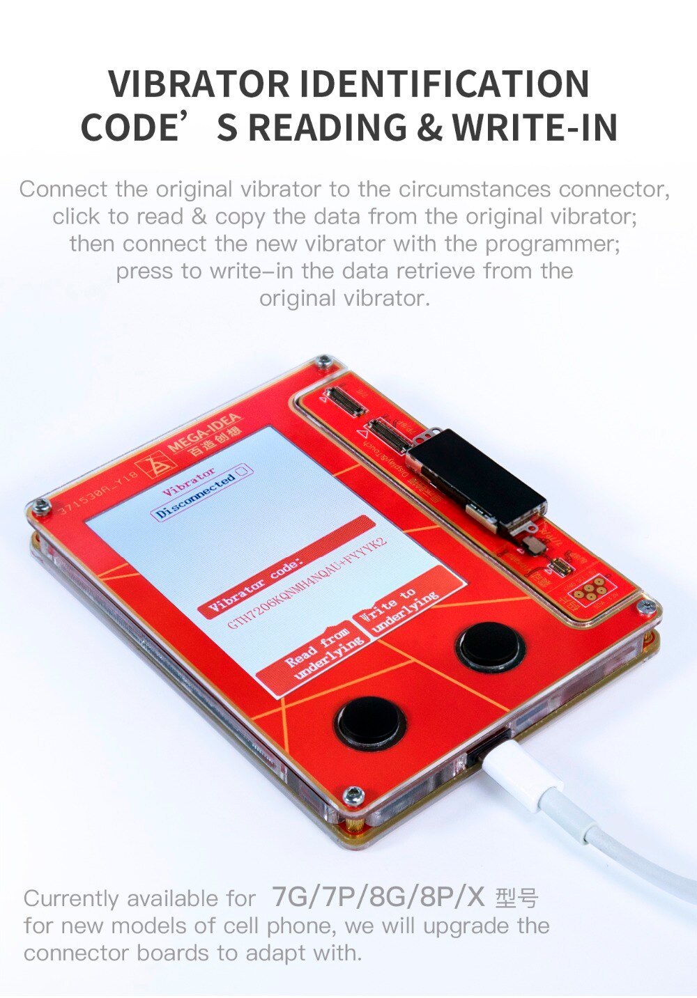 Pantalla LCD QianLi Mega-Idea programador de reparación de tono verdadero para 7 8 XR XS Max vibración/recuperación fotosensible: LCD Programmer