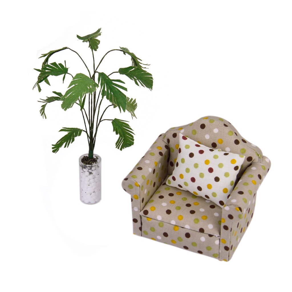 Imitated Dollhouse Plant Glass and Fabric Green Plant Miniature Collection