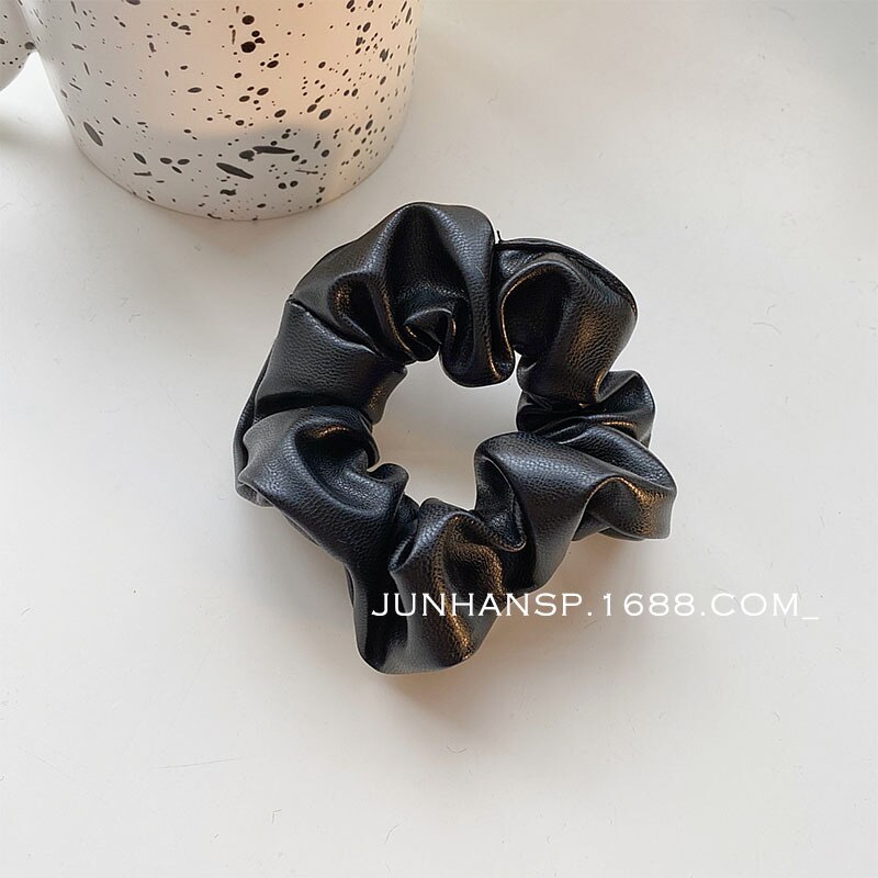 Scrunchies negros temperamento para Otoño/Invierno, lazos para el cabello a la , soporte para cola de caballo, banda elástica para el cabello, accesorios para el cabello coreanos para mujeres y niñas: 8-Small