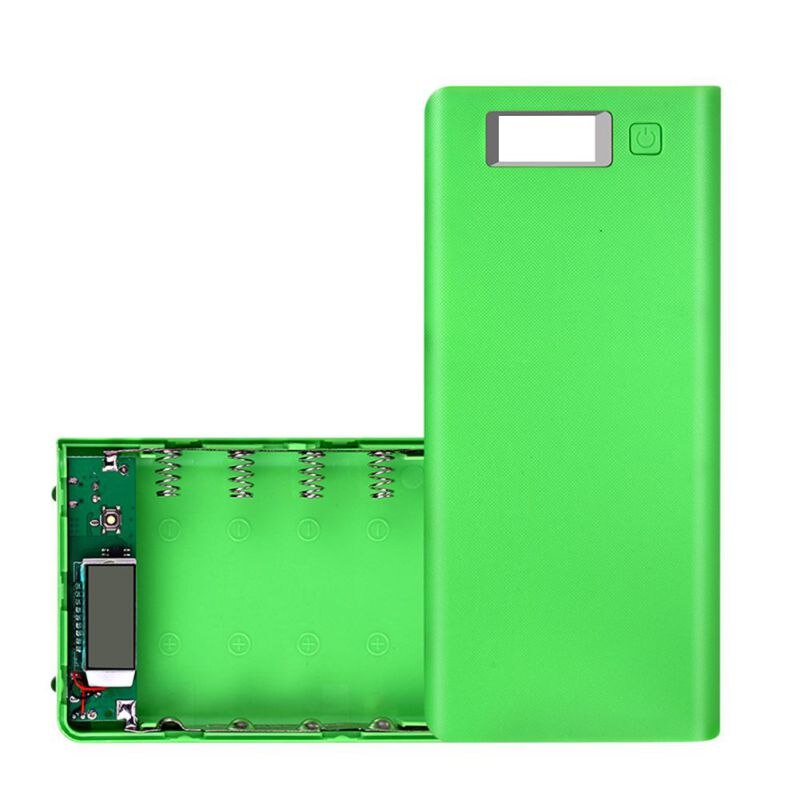 Diy 8x18650 bateria portátil power bank caso escudo caixa display lcd duplo usb caixa de banco de potência: green