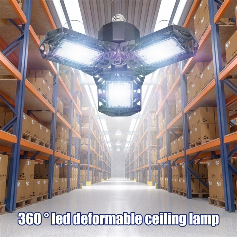 Ført garagelys 360 graders deformerbar tre-blad super lysstyrke 120w foldet loftlys til hjemmelagerlampe