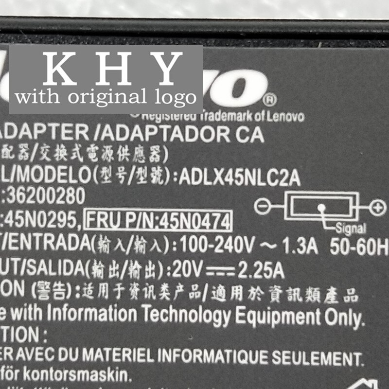Original 45W 2pin AC Adapter P/N 45N0292 45N0294 45N0296 45N0300 45N0473 45N0474 45N0475 00HM612 00HM614 00HM616 00HM625