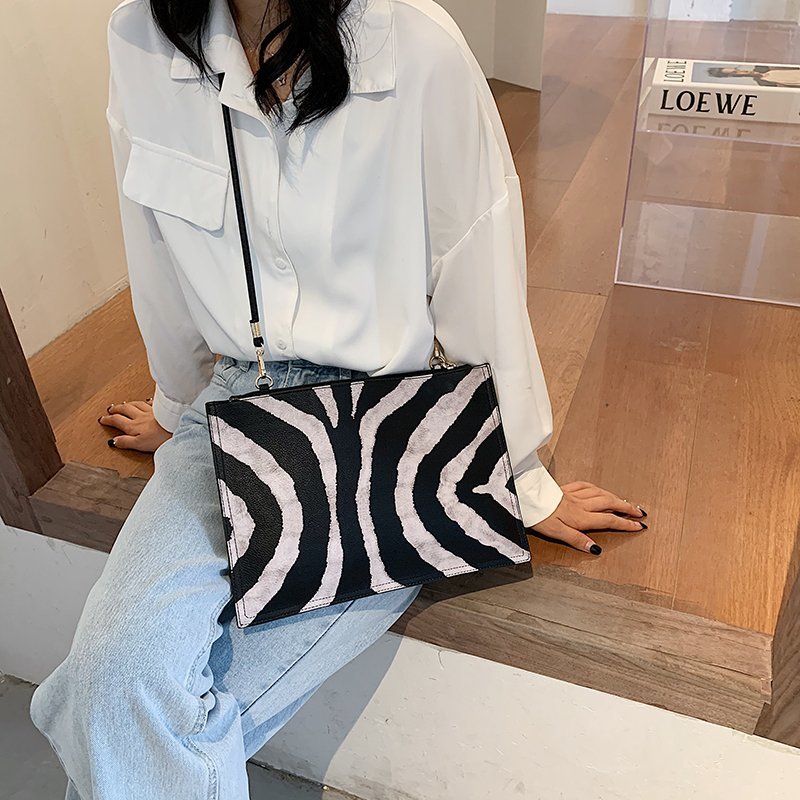 Damskie wzór zebry 3 sztuk torba typu posłaniec dużego ciężaru, marka moda Pu na długim pasku torba, skrzynki sprzęgło, 18 Cal torba na ramię