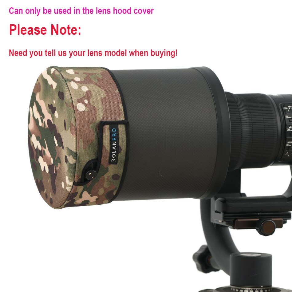 ROLANPRO – veste de Camouflage avec capuchon d&#39;objectif DSLR, vêtement téléphoto court pour Sigma Tamron Canon Nikon 300/400/500/600/800mm: Lens Hood Cover E
