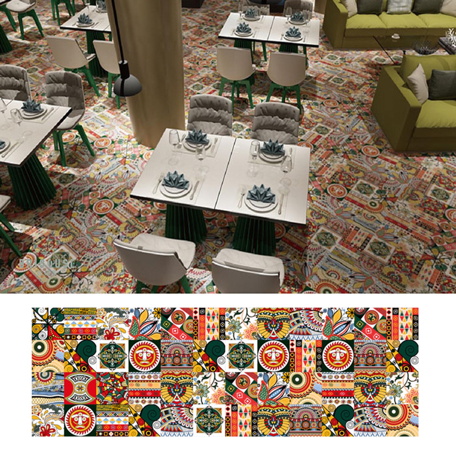 1PC Self Adhesive Retro Tile Stickers Waterproof PVC Removable Wall Stickers Decals DIY Wallpapers for Kitchen Bathroom Decor: B