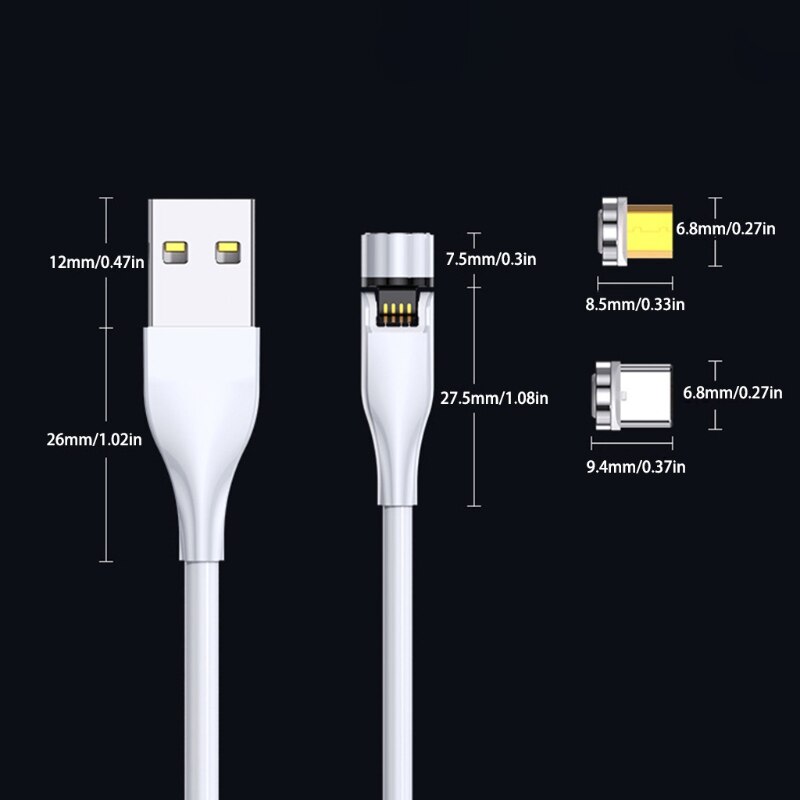 3A Magnetische 360 ° + 180 ° Rotation USB Schnelle Ladekabel Typ C Micro Ladegerät Kabel AXYF