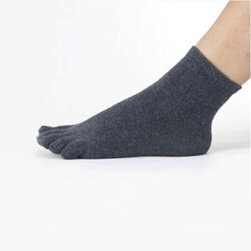 1 paar Unisex Sokken Winter Warme Zachte Mannen Vrouwen Sokken Katoen Vinger Ademend Vijf Teen Sokken Vijf Vinger Effen Sokken: dark gray