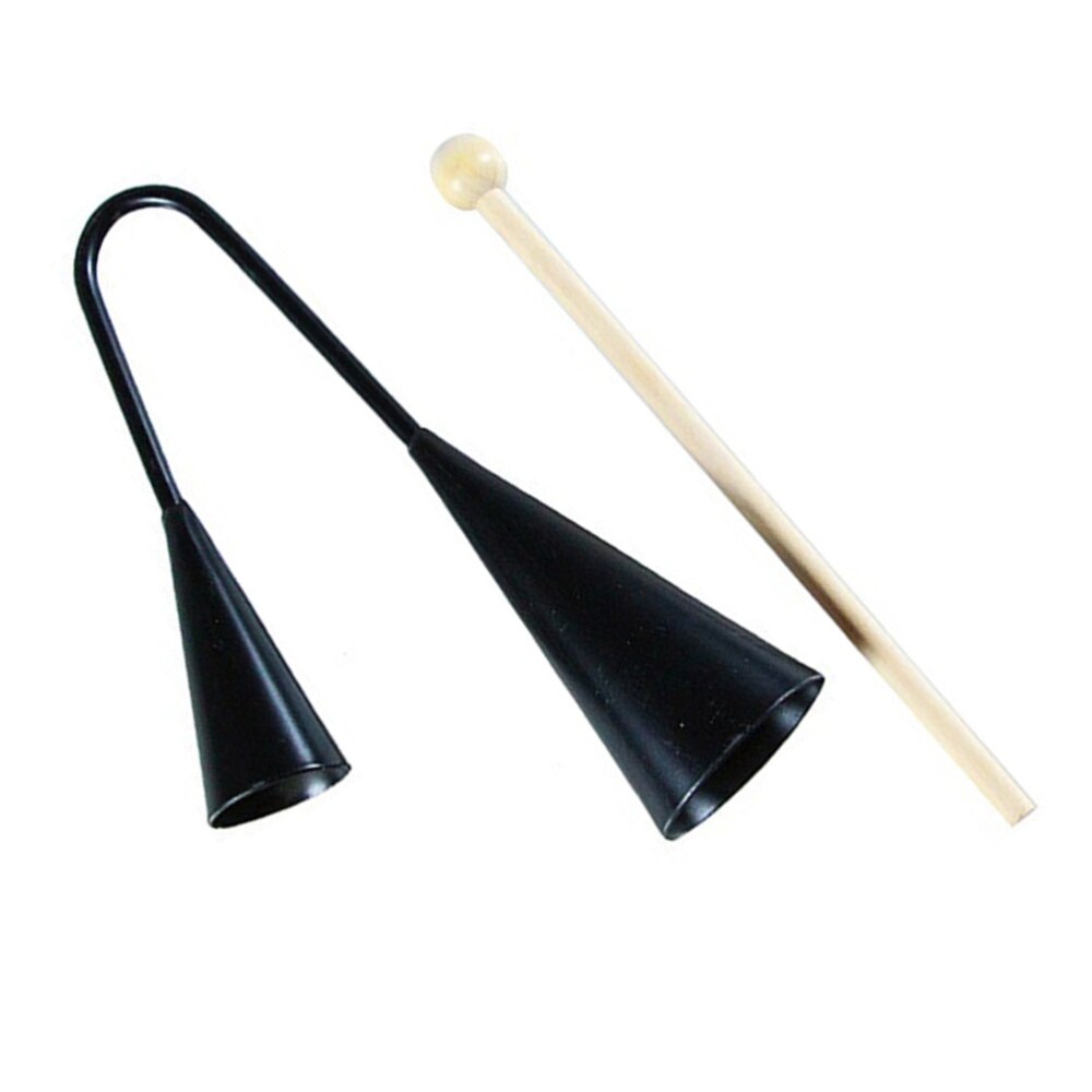 freundlicher Früer Bildung Agogo Glocke Spielzeug Traditionellen Kleine Musical Zwei Tonne freundlicher Schläger Instrument mit Holz Stock: Schwarz SH2