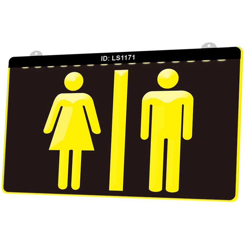 Ls1171 toiletten toiletten 3d graveren led-lichtbord meerdere kleuren gratis detailhandel