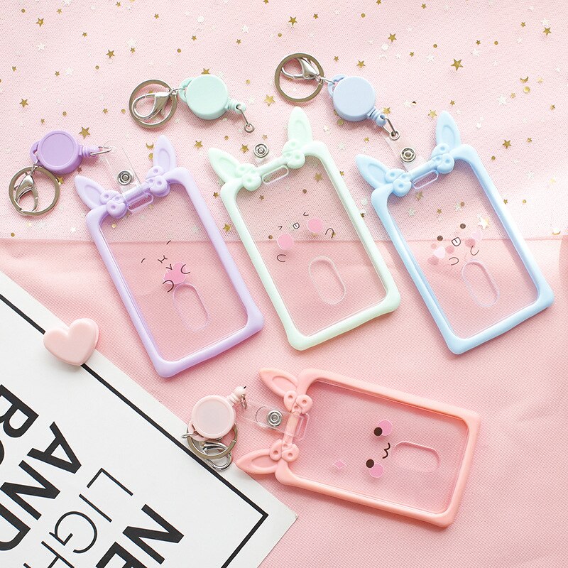 Student campus card holder cute girl bus meal card transportation work certificate access card holder transparent