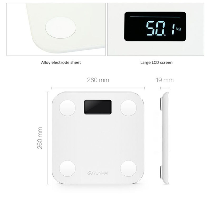 White Smart Yunmai Premium Mini Scale Household Weight Scales Floor Fat Percentage Digital Body Fat Weighing Scale