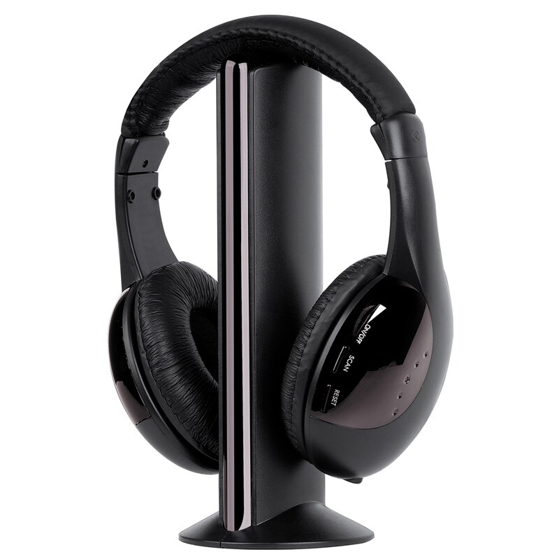 Hoofd radio draadloze headset met zender basis 5 in 1 tv tv computer draadloze headset  mh2001