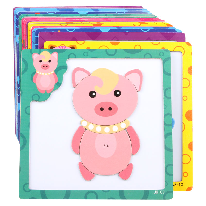 10 Pcs 3D Magnetische Houten Puzzel Puzzel Voor Kinderen Vroege Onderwijs Houten Speelgoed Cartoon Dieren Puzzels Tafel Kids Games