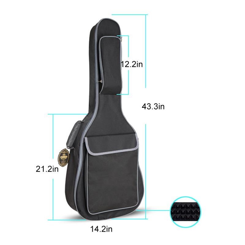 40/41 Inch Oxford Fabric Acoustic Guitar Gig Bag Waterproof Backpack 10mm Cotton Double Shoulder Straps Padded Soft Case