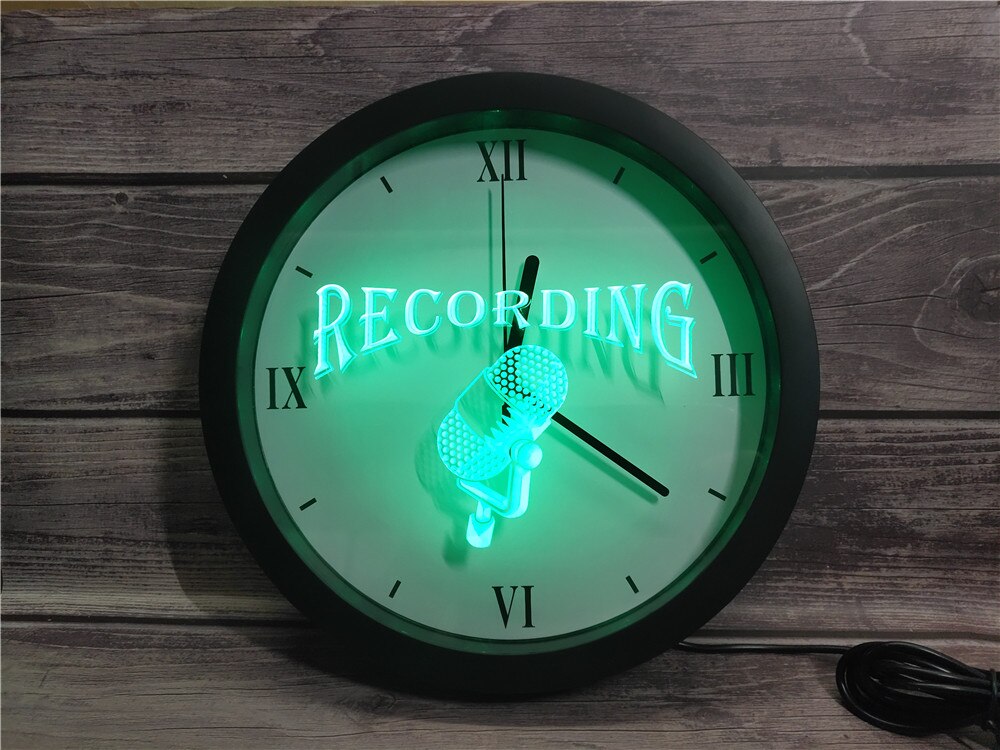 Recording On The Air Radio Studio APP RGB 5050 LED Neon Light Signs Wall Clock